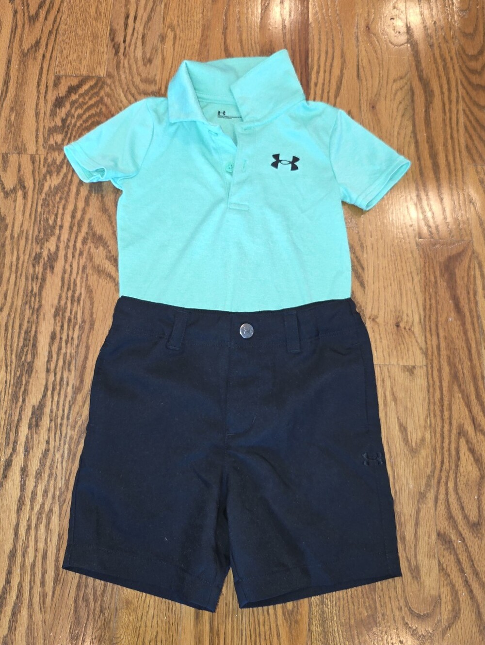 Under Armour Baby Lime Polo Shirt And Black Shorts